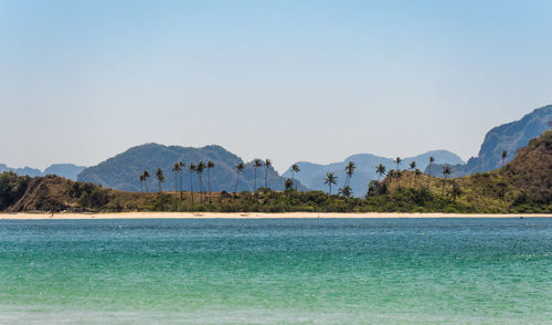 Scenic view of sea against clear sky