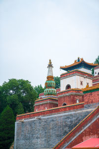 Low angle view of temple against clear sky