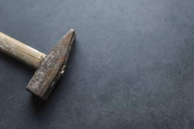 High angle view of coin on table