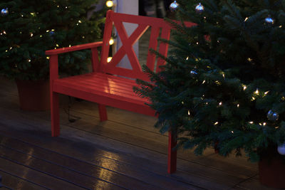 Close-up of illuminated christmas tree at night