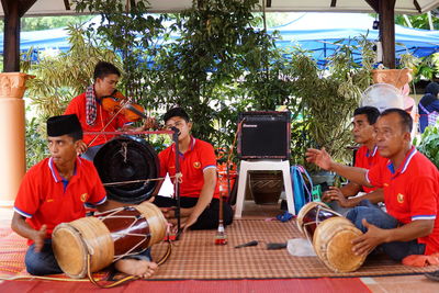 Group of people playing outdoors