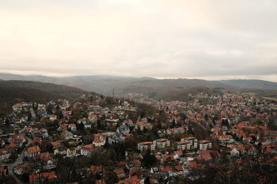 High angle view of townscape against sky. wernigerode