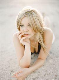 Portrait of young woman at beach