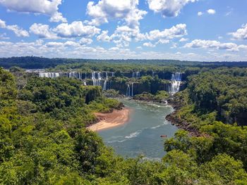Scenic view of bridge over river against sky