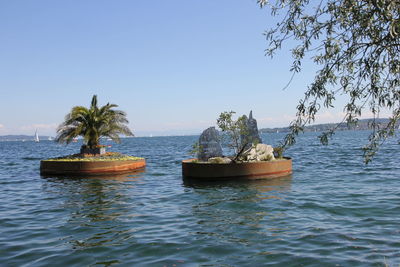 Scenic view of sea against clear sky