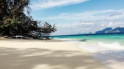 View of beach against cloudy sky