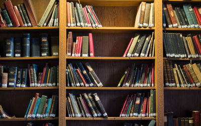 Full frame shot of books in shelf