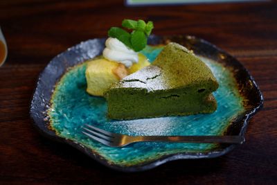 Close-up of dessert in plate on table