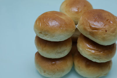 Close-up of donuts on white background