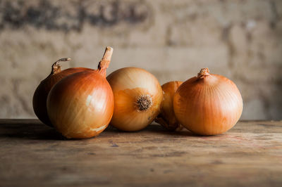 Close-up of pumpkins on table