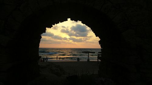 Scenic view of sea against sky at sunset