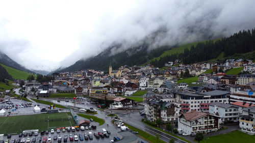 High angle view of townscape against sky