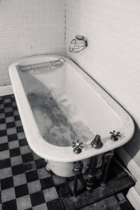 High angle view of faucet in bathroom