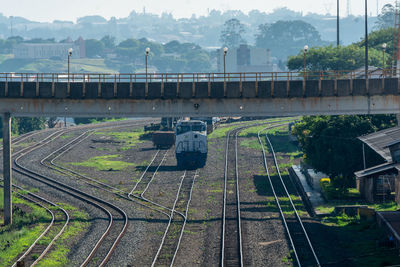 High angle view of train