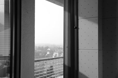 Buildings seen through window