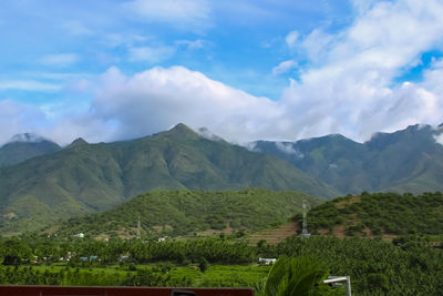 Scenic view of mountains against sky