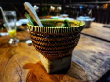 Close-up of drink on table in restaurant