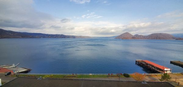 High angle view of sea against sky