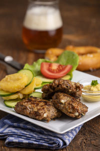 Close-up of food on table