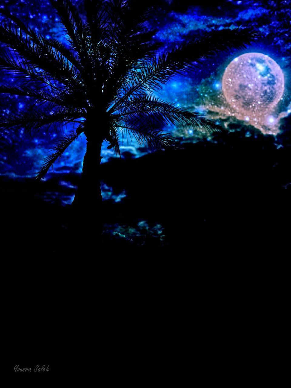 blue, night, futuristic, astronomy, nature, illuminated, sky, no people, tree, star - space, galaxy, outdoors