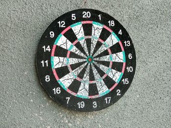 High angle view of dartboard