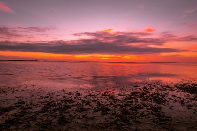 Scenic view of sea against sky at sunset