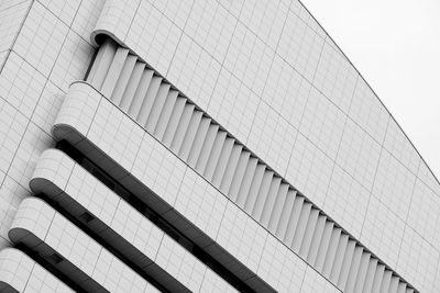 Low angle view of modern building against clear sky