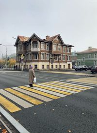 View of zebra crossing in city street