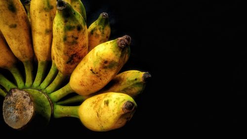 Close-up of fruits against black background