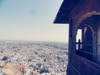 Cropped image of mehrangarh fort against clear sky