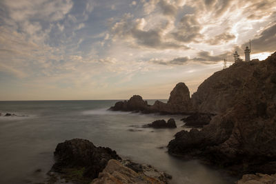 Scenic view of sea against sky during sunset