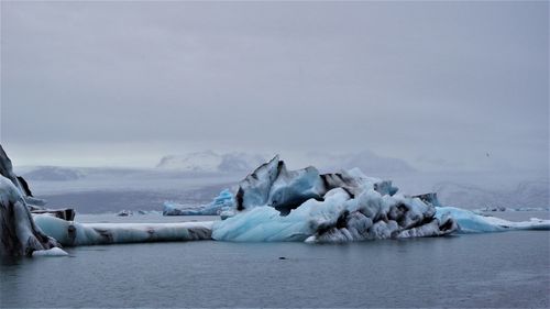 Scenic view of frozen sea against sky