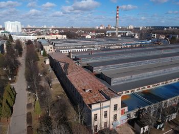 High angle view of townscape against sky