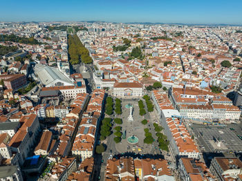 The praca dom pedro iv. the main central square of lisbon and the true heart of the city. portugal