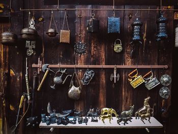 Clothes hanging on display at store