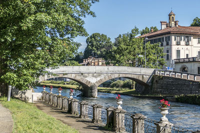 Bridge over river against sky