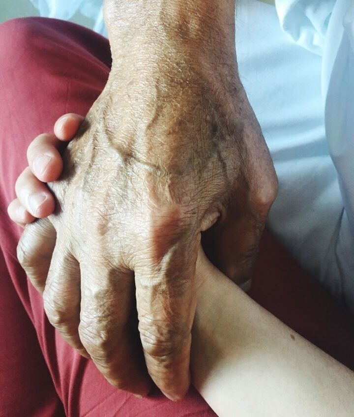 human hand, human body part, wrinkled, senior adult, real people, human skin, human finger, two people, indoors, healthcare and medicine, senior women, high angle view, close-up, togetherness, human leg, women, men, bonding, day, hospital, low section, home caregiver, adult, adults only, people