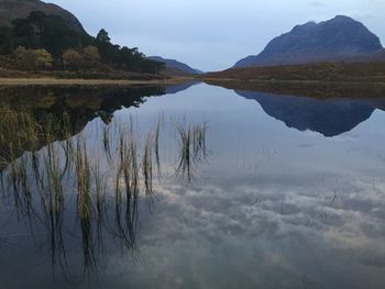 Scenic view of lake against sky