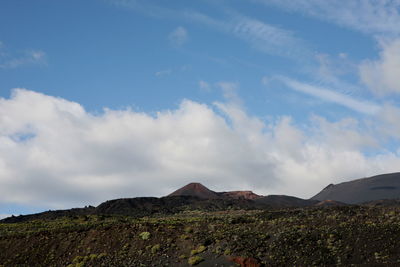 Low angle view of mountain against sky