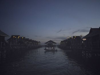 Houses in town at night