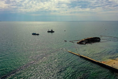 The wreck of the tanker delphi near the city of odessa in ukraine. 