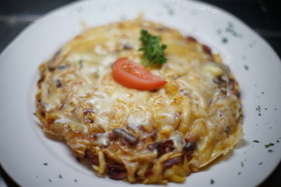 Close-up of meal served in plate