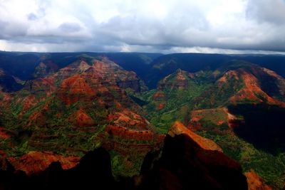 Scenic view of mountain against cloudy sky