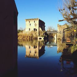 Reflection of buildings in water