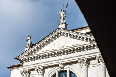 Low angle view of temple against building