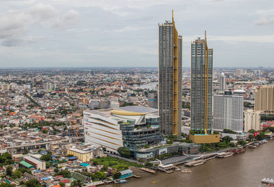 The cityscape, the skyscraper and the chao phraya river of bangkok thailand southeast asia