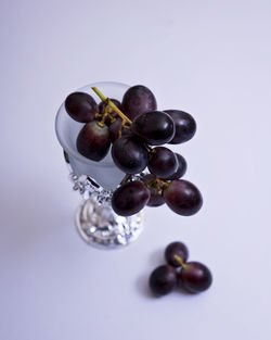 Close-up of grapes against white background