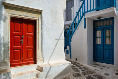 Greek mykonos street on mykonos island, greece