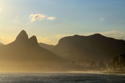 Silhouette of mountain at sunset