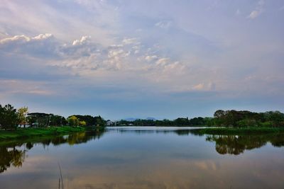 Scenic view of lake against sky